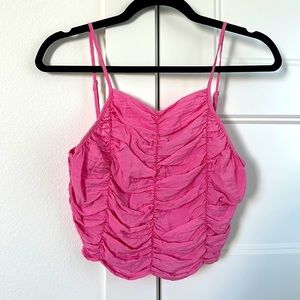 Zara Ruched Cropped Tank - Hot Pink